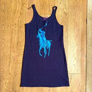 Ralph Lauren Navy Tank Dress with Blue Graphic Size Small